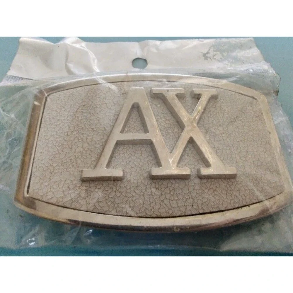 New Men's White Gold Tone AX Logo Belt Buckle Measurements 3.5